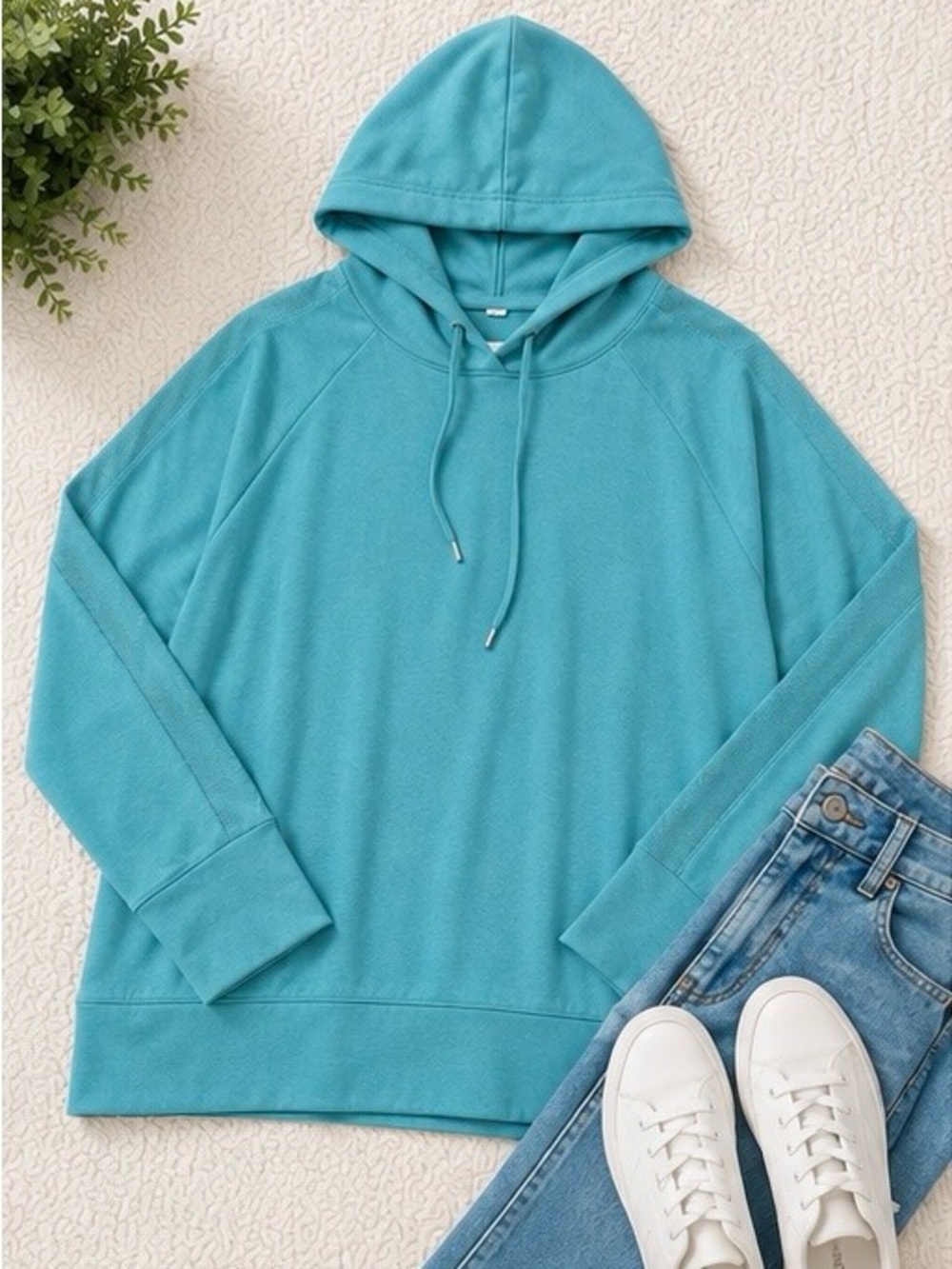 Jockey Teal Pullover Hoodie Sweatshirt Mesh Sleeve Women’s XXL NWT